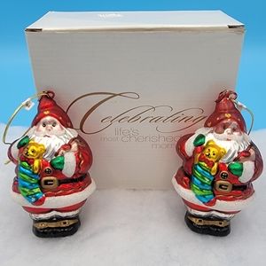 Two Vintage Santa Blown Mercury Glass Ornaments from House of Lloyd